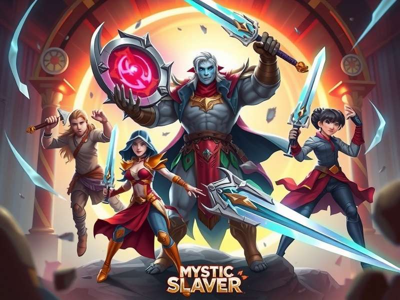 Mystic Slayer game artwork featuring heroic characters